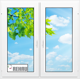 Двухстворчатое окно ПВХ профиль REHAU BLITZ